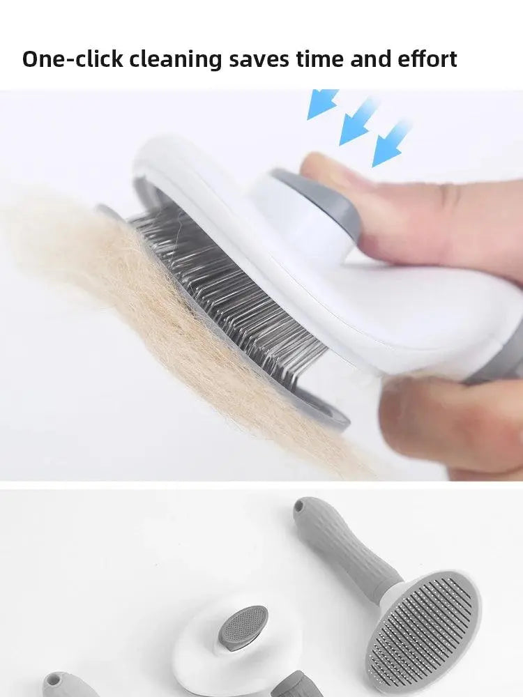 Pet Comb Automatic Hair Removal Comb Stainless Steel Needle Comb Cat Comb Cleaning Household Goods One Click Hair Removal - Trusted Pet Products