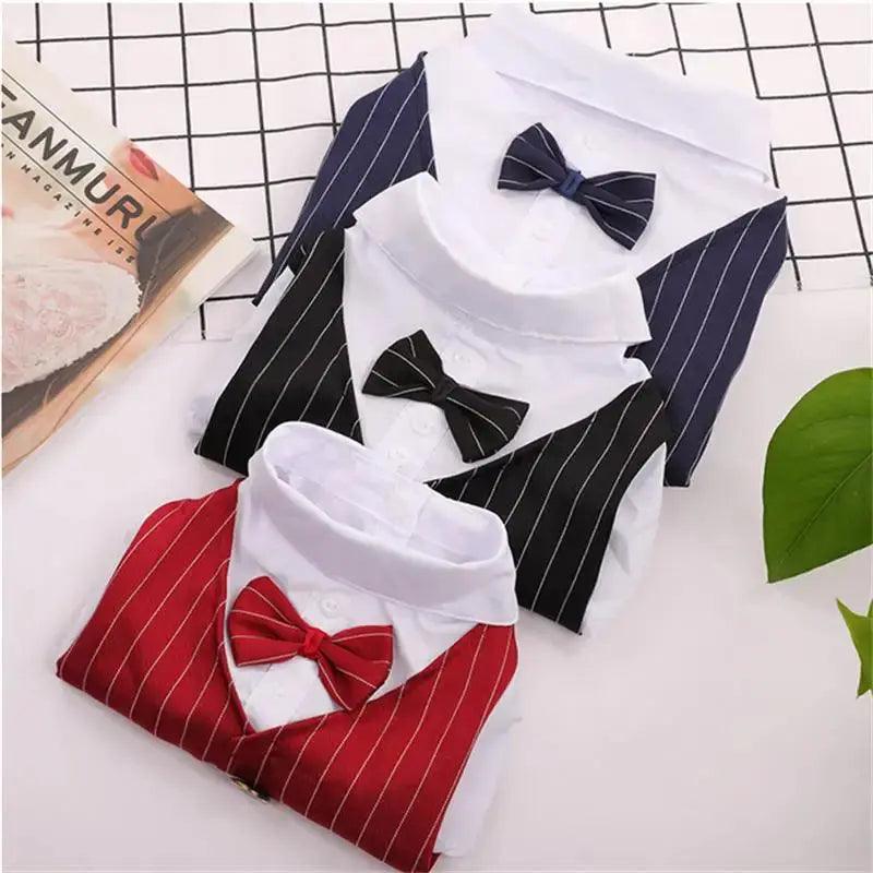 Pet Dog Cat Clothes Prince Tuxedo Bow Tie Suit Chihuahua Coat Handsome Pets Dog Suit Wedding Dress Jumpsuit Coat S-XXL - Trusted Pet Products