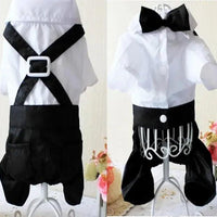 Pet Dog Cat Clothes Prince Tuxedo Bow Tie Suit Chihuahua Coat Handsome Pets Dog Suit Wedding Dress Jumpsuit Coat S-XXL - Trusted Pet Products