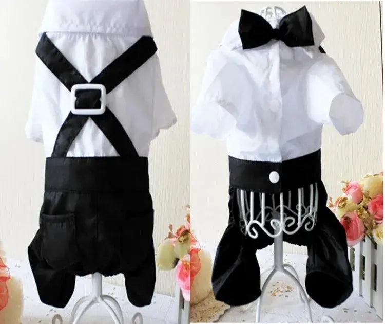 Pet Dog Cat Clothes Prince Tuxedo Bow Tie Suit Chihuahua Coat Handsome Pets Dog Suit Wedding Dress Jumpsuit Coat S-XXL - Trusted Pet Products