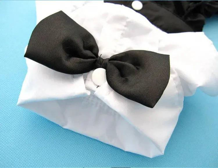 Pet Dog Cat Clothes Prince Tuxedo Bow Tie Suit Chihuahua Coat Handsome Pets Dog Suit Wedding Dress Jumpsuit Coat S-XXL - Trusted Pet Products