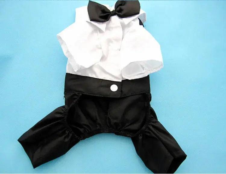 Pet Dog Cat Clothes Prince Tuxedo Bow Tie Suit Chihuahua Coat Handsome Pets Dog Suit Wedding Dress Jumpsuit Coat S-XXL - Trusted Pet Products