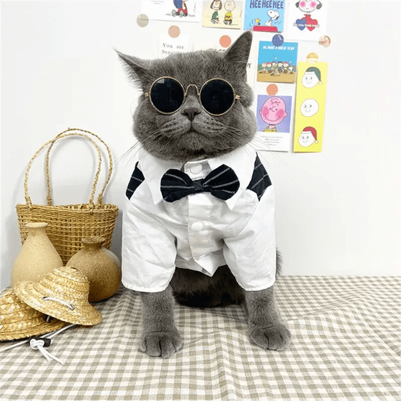 Pet Dog Cat Clothes Prince Tuxedo Bow Tie Suit Chihuahua Coat Handsome Pets Dog Suit Wedding Dress Jumpsuit Coat S-XXL - Trusted Pet Products