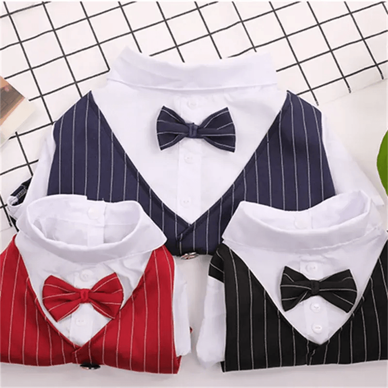 Pet Dog Cat Clothes Prince Tuxedo Bow Tie Suit Chihuahua Coat Handsome Pets Dog Suit Wedding Dress Jumpsuit Coat S-XXL - Trusted Pet Products