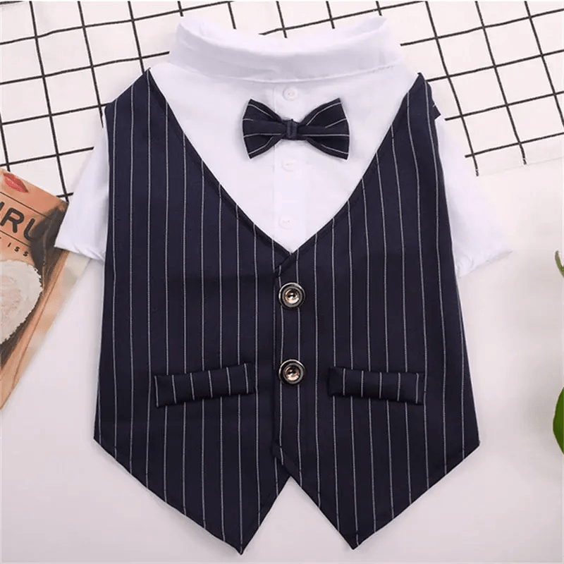 Pet Dog Cat Clothes Prince Tuxedo Bow Tie Suit Chihuahua Coat Handsome Pets Dog Suit Wedding Dress Jumpsuit Coat S-XXL - Trusted Pet Products