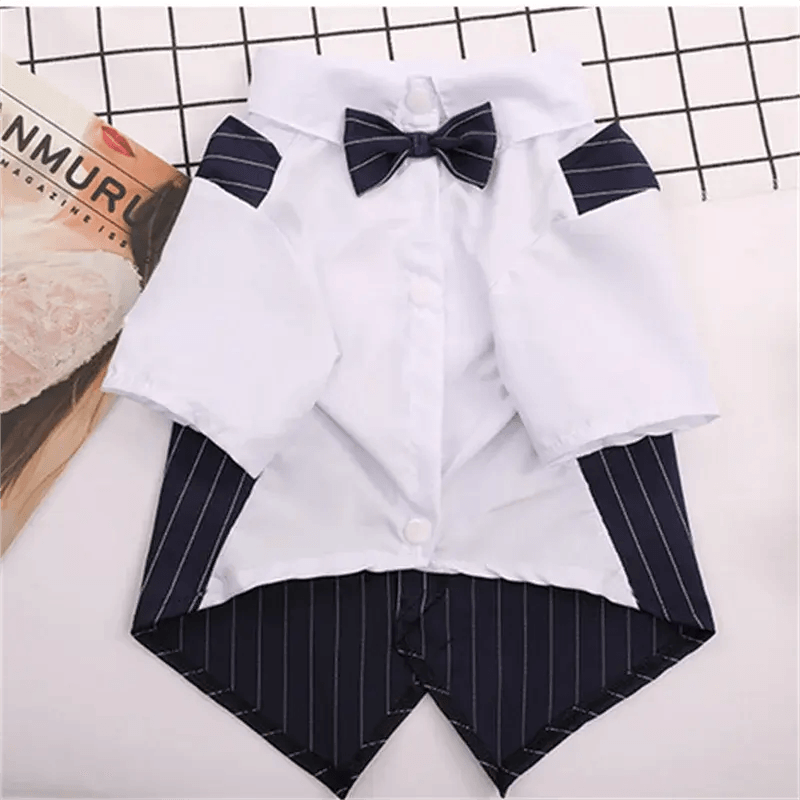 Pet Dog Cat Clothes Prince Tuxedo Bow Tie Suit Chihuahua Coat Handsome Pets Dog Suit Wedding Dress Jumpsuit Coat S-XXL - Trusted Pet Products