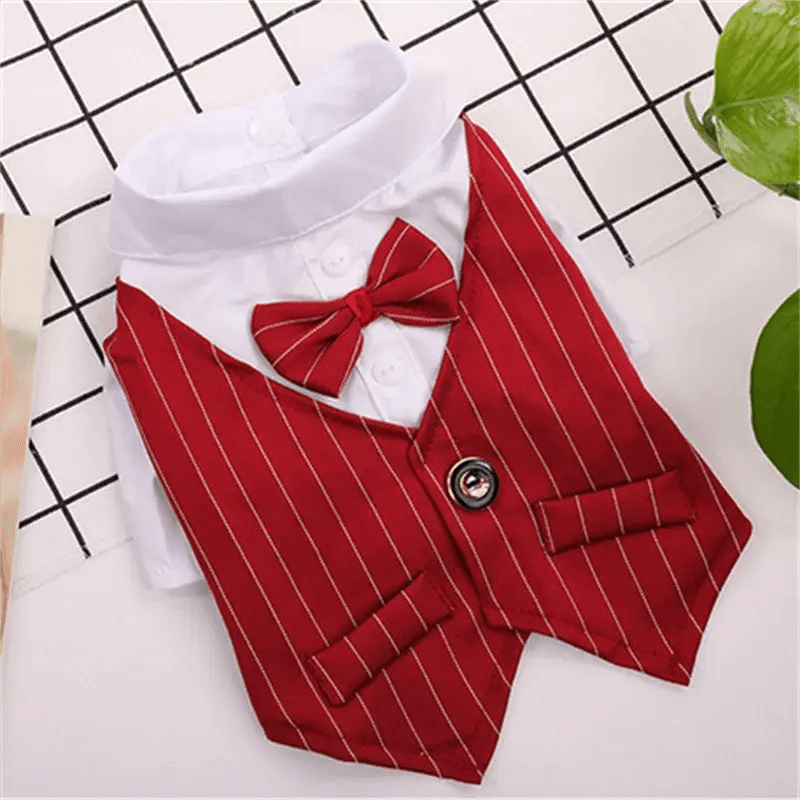 Pet Dog Cat Clothes Prince Tuxedo Bow Tie Suit Chihuahua Coat Handsome Pets Dog Suit Wedding Dress Jumpsuit Coat S-XXL - Trusted Pet Products