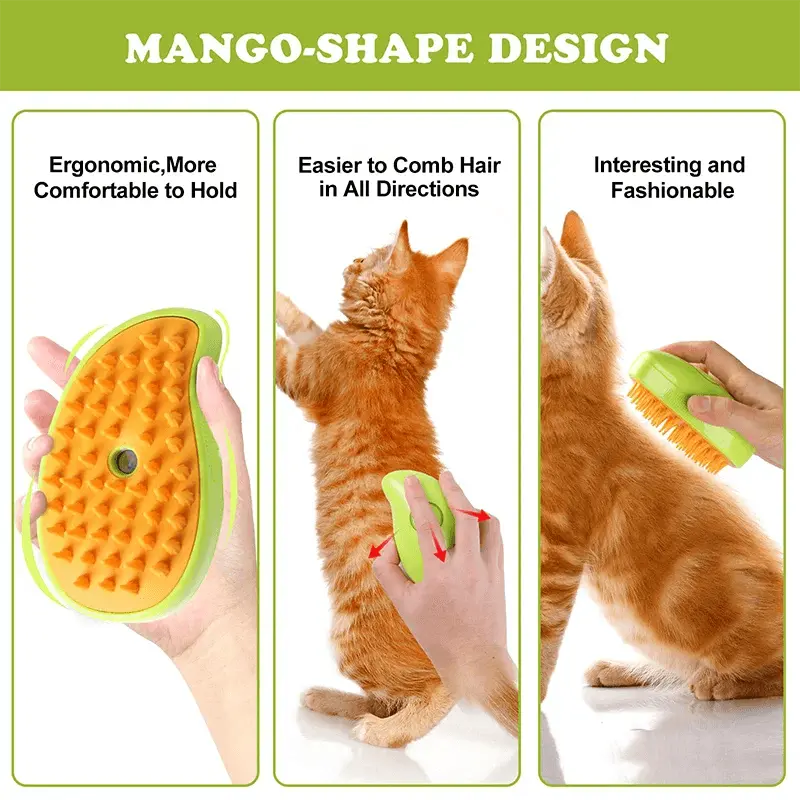 Pet Hair Removal Brush Cat Dog Electric Spray Massage Comb One-click Spray Anti-Flying Massage Bath Silicone Comb - Trusted Pet Products