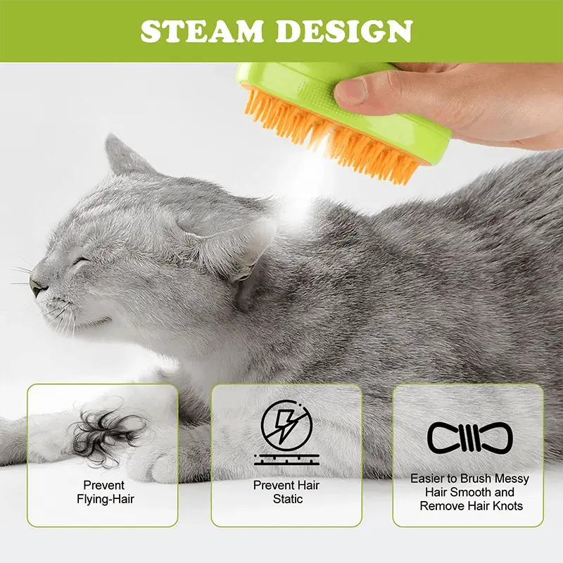 Pet Hair Removal Brush Cat Dog Electric Spray Massage Comb One-click Spray Anti-Flying Massage Bath Silicone Comb - Trusted Pet Products