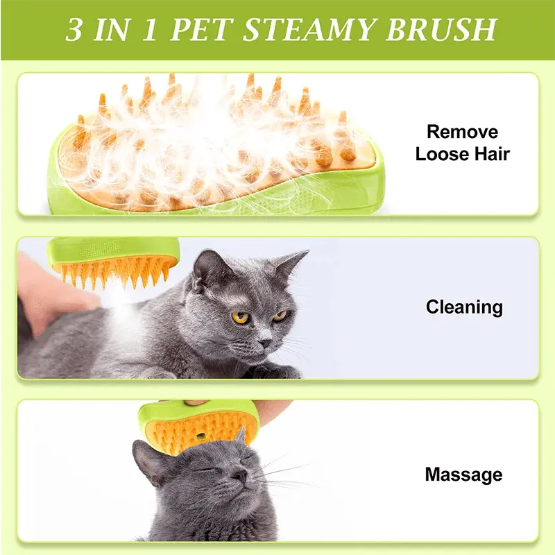 Pet Hair Removal Brush Cat Dog Electric Spray Massage Comb One-click Spray Anti-Flying Massage Bath Silicone Comb - Trusted Pet Products