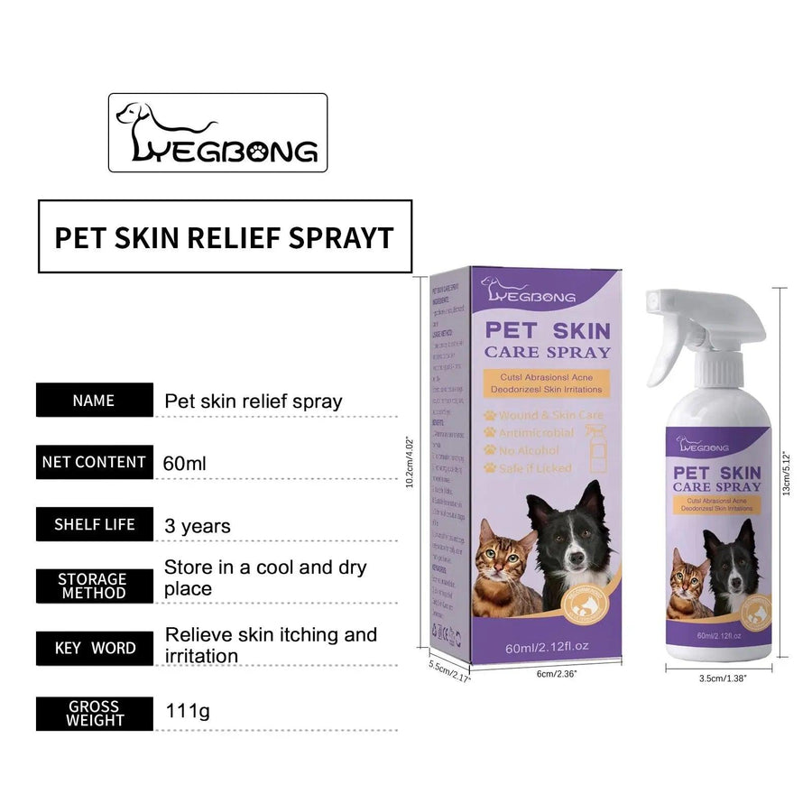 Pet Skin Care Spray Flea Lice Insect Killer Mites Eliminator Treatment to Soothe Itching 60ml - Trusted Pet Products