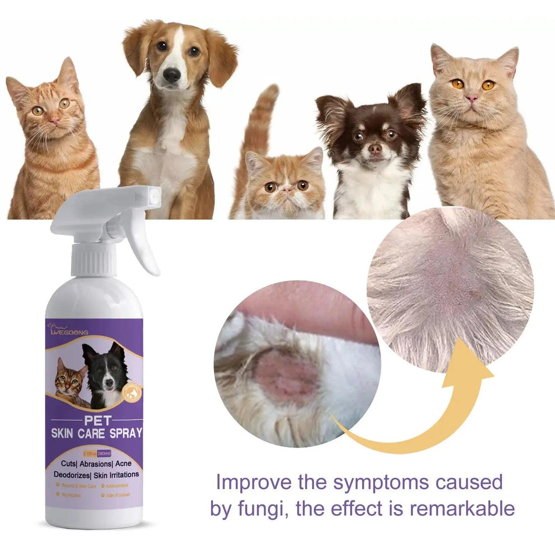 Pet Skin Care Spray Flea Lice Insect Killer Mites Eliminator Treatment to Soothe Itching 60ml - Trusted Pet Products