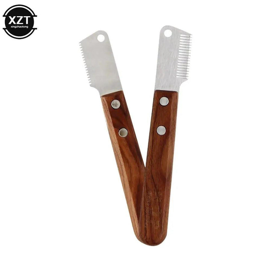 Professional Grooming Dog Comb Stainless Steel Wooden Handle Stripping Knife - Trusted Pet Products