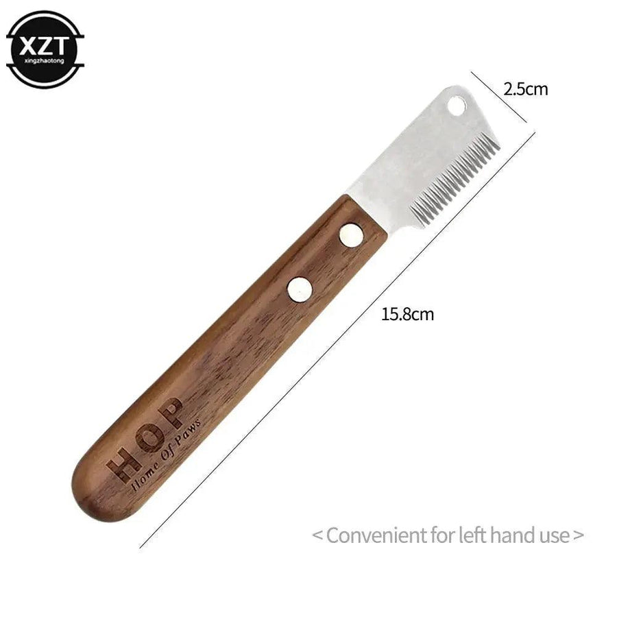 Professional Grooming Dog Comb Stainless Steel Wooden Handle Stripping Knife - Trusted Pet Products