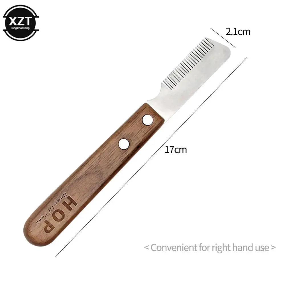 Professional Grooming Dog Comb Stainless Steel Wooden Handle Stripping Knife - Trusted Pet Products