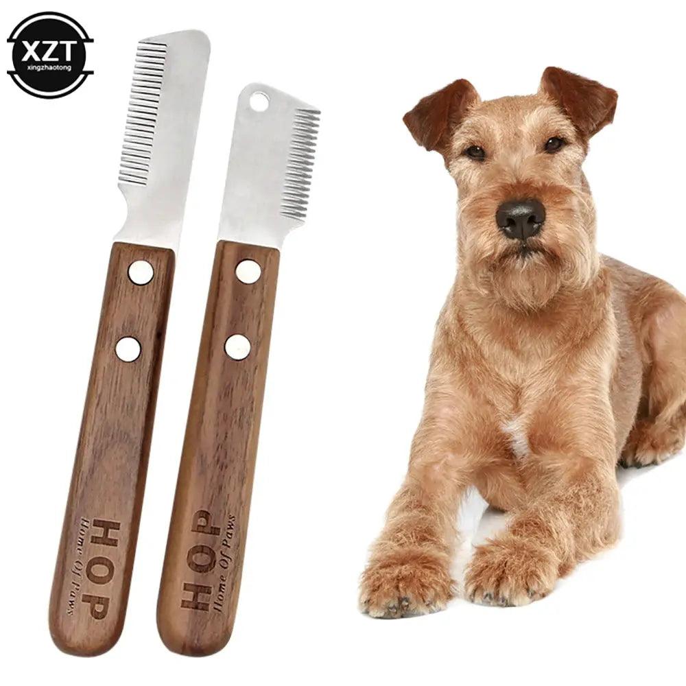 Professional Grooming Dog Comb Stainless Steel Wooden Handle Stripping Knife - Trusted Pet Products