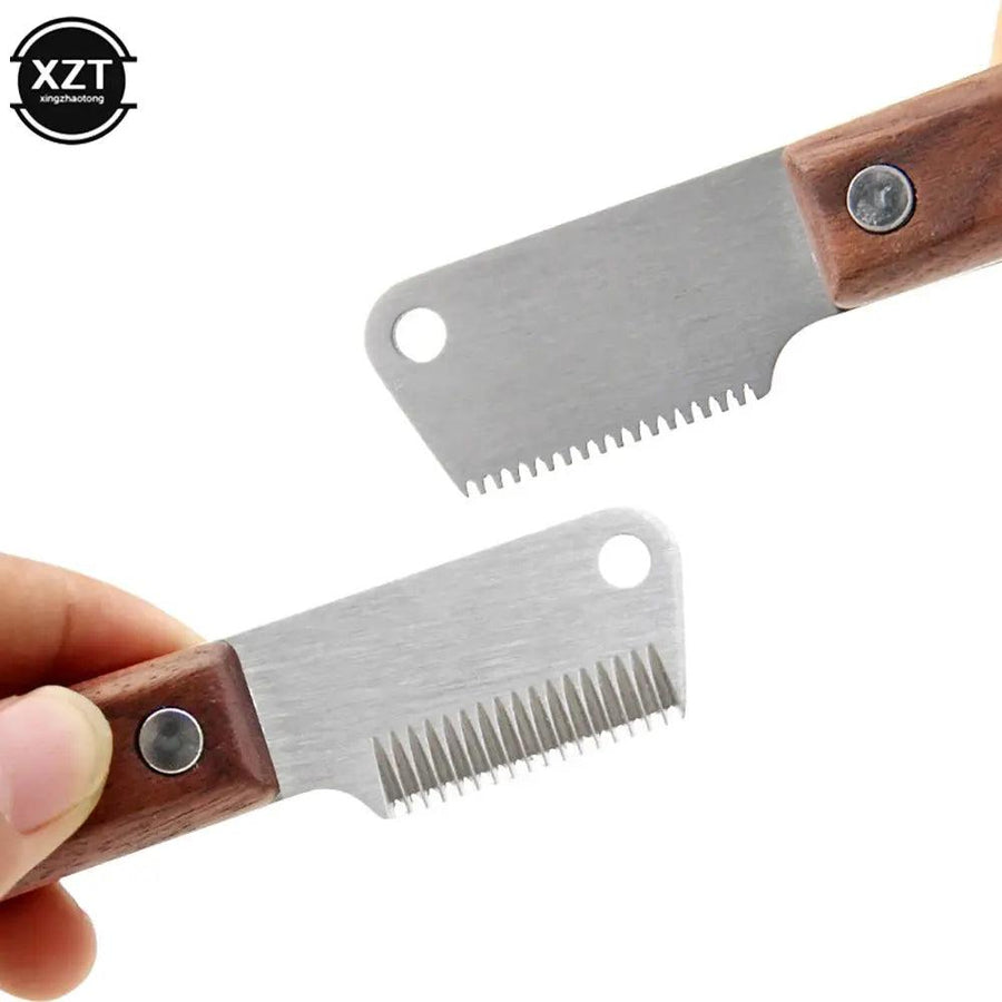 Professional Grooming Dog Comb Stainless Steel Wooden Handle Stripping Knife - Trusted Pet Products