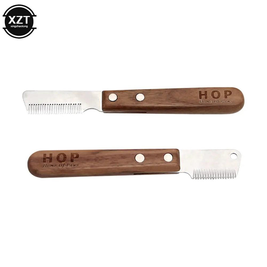 Professional Grooming Dog Comb Stainless Steel Wooden Handle Stripping Knife - Trusted Pet Products