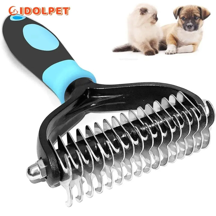 Professional Pet Deshedding Brush 2 Sided Dematting Comb Trusted Pet Products