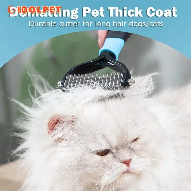 Professional Pet Deshedding Brush 2 Sided Dematting Comb Trusted Pet Products