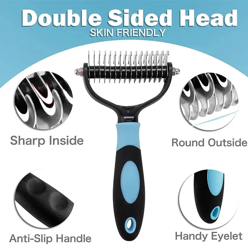 Professional Pet Deshedding Brush 2 Sided Dematting Comb Trusted Pet Products