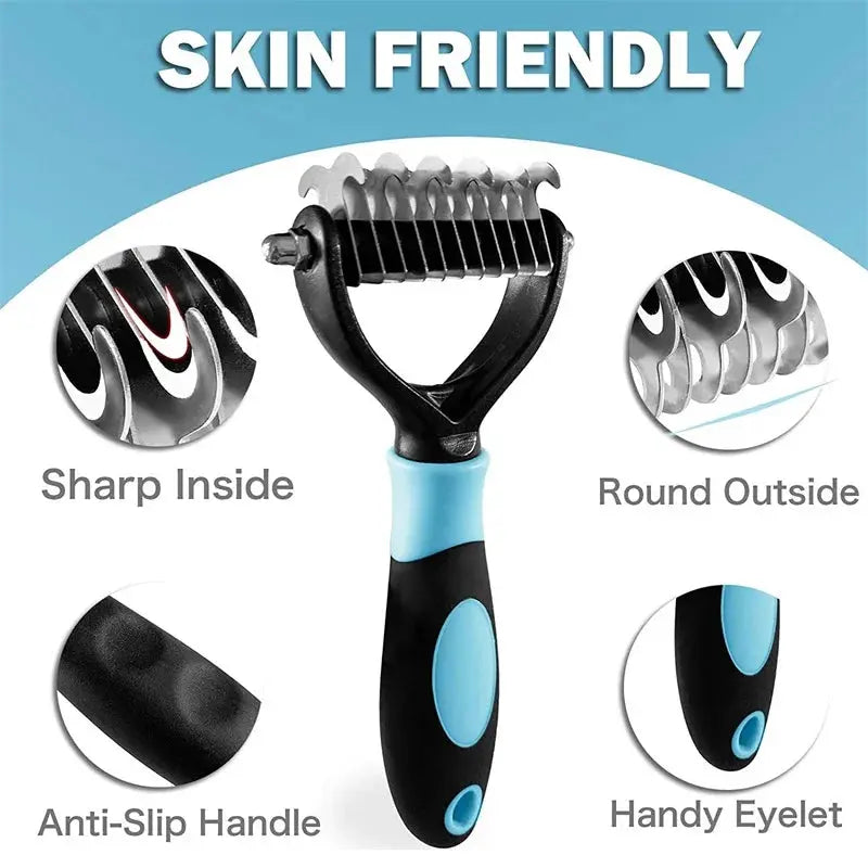 Professional Pet Deshedding Brush 2 Sided Dematting Comb Trusted Pet Products