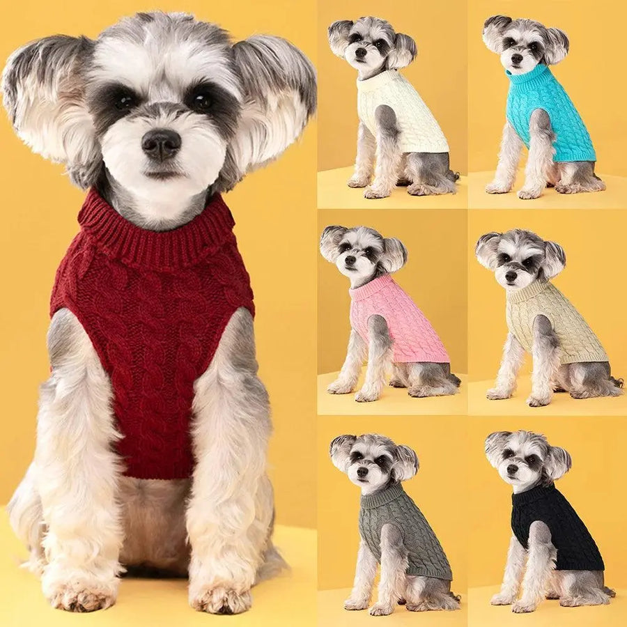 Puppy Dog Sweaters For Small Medium Dogs Cat Clothes Winter Warm Pet Turtleneck Knitted Chihuahua Vest Thicken Teddy Coat Jacket - Trusted Pet Products