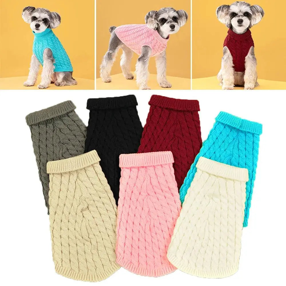 Puppy Dog Sweaters For Small Medium Dogs Cat Clothes Winter Warm Pet Turtleneck Knitted Chihuahua Vest Thicken Teddy Coat Jacket - Trusted Pet Products