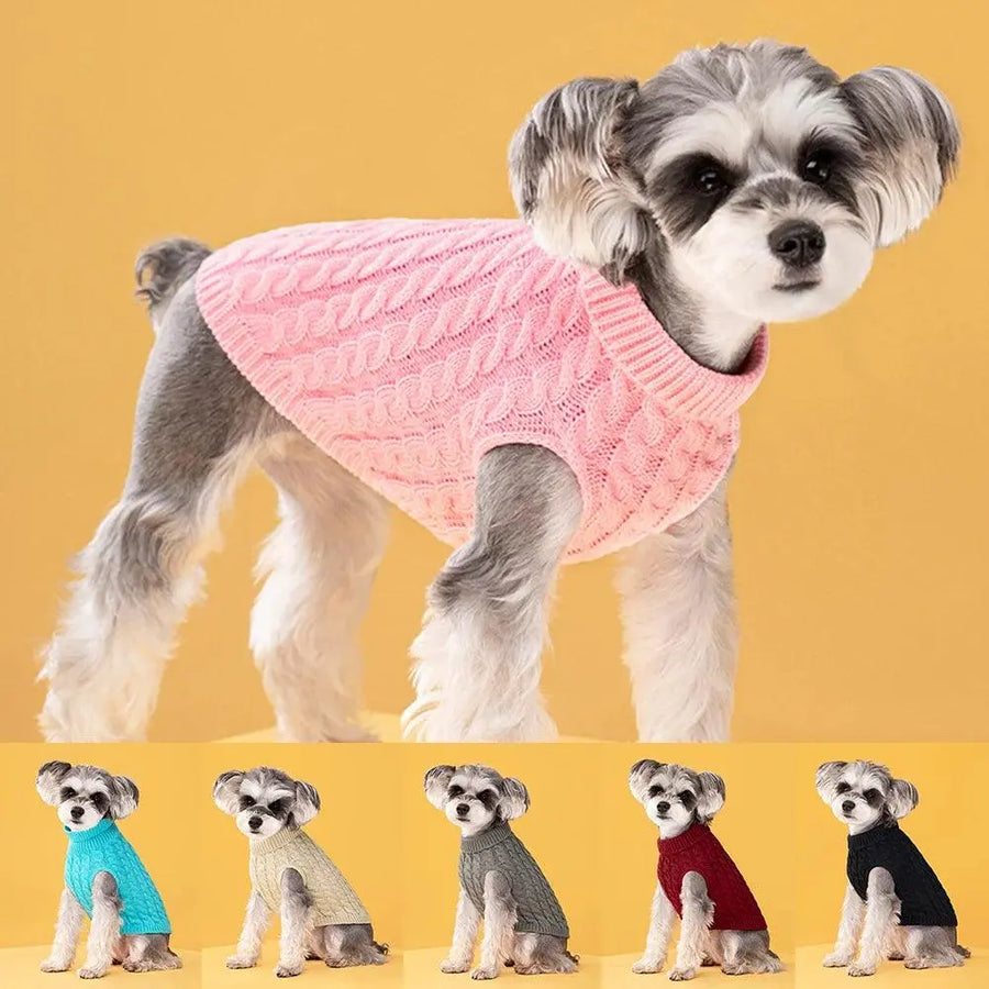 Puppy Dog Sweaters For Small Medium Dogs Cat Clothes Winter Warm Pet Turtleneck Knitted Chihuahua Vest Thicken Teddy Coat Jacket - Trusted Pet Products