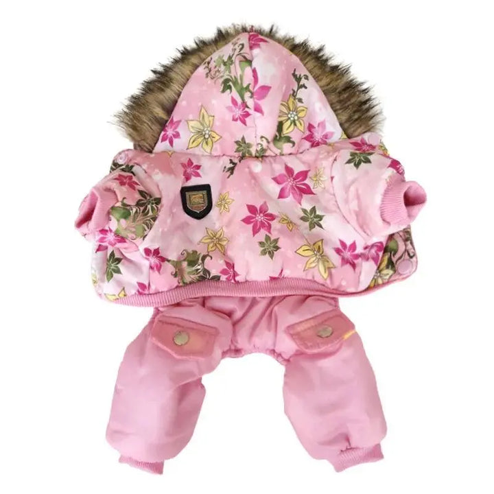 Quality Flower Pattern Hooded Pet Dogs Winter Coat S to XL - Trusted Pet Products