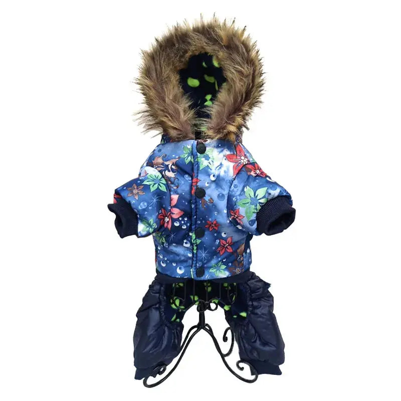 Quality Flower Pattern Hooded Pet Dogs Winter Coat S to XL Trusted Pet Products