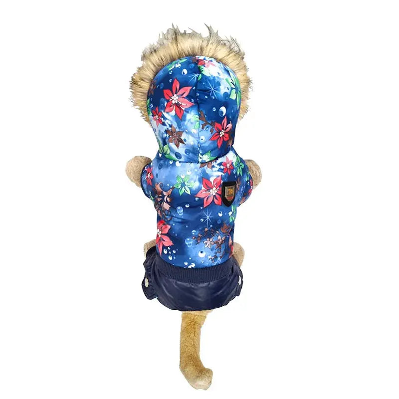 Quality Flower Pattern Hooded Pet Dogs Winter Coat S to XL Trusted Pet Products