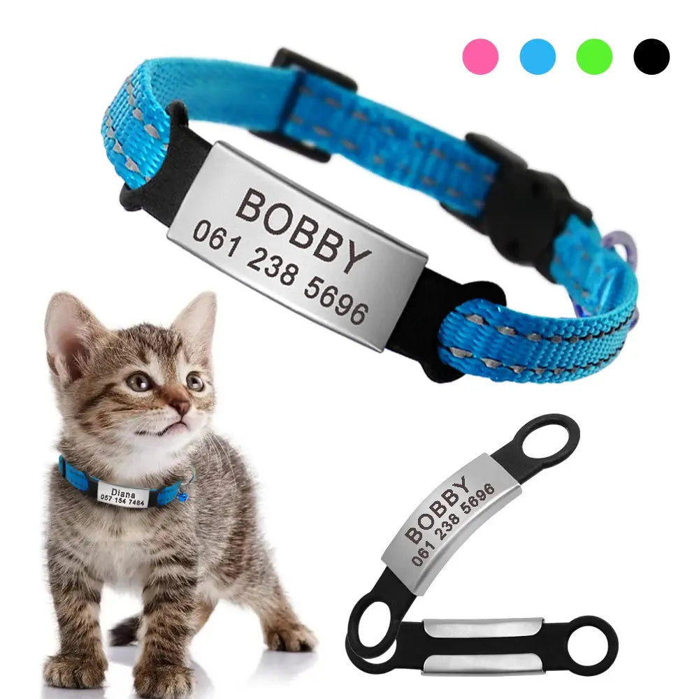 Quick Release Cat Collar Safety Custom Puppy Kitten ID Collars Reflective Breakaway With Bell For Small Cats Adjustable XXS XS - Trusted Pet Products