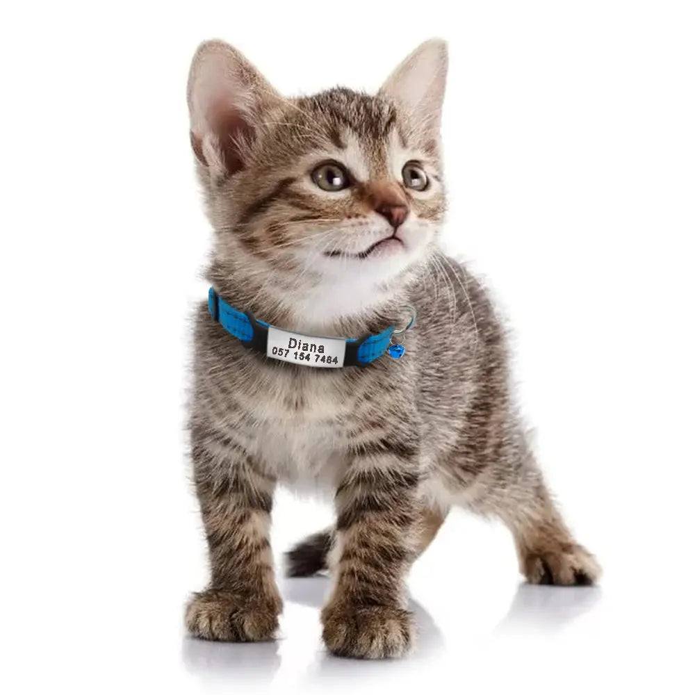 Quick Release Cat Collar Safety Custom Puppy Kitten ID Collars Reflective Breakaway With Bell For Small Cats Adjustable XXS XS - Trusted Pet Products