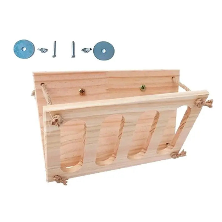 Rabbit Grass Stand Feeding Hay Feeder Wood Bunny Small Pet Cage Food Container Wooden Bowl Rack - Trusted Pet Products