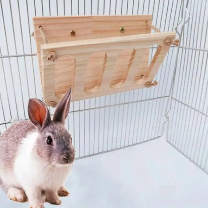 Rabbit Grass Stand Feeding Hay Feeder Wood Bunny Small Pet Cage Food Container Wooden Bowl Rack - Trusted Pet Products