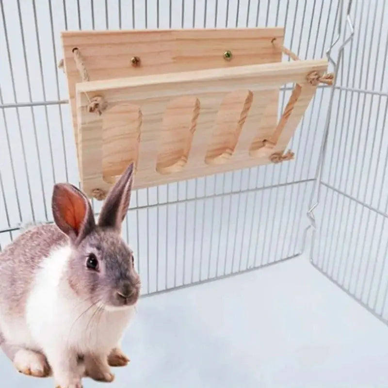 Rabbit Grass Stand Feeding Hay Feeder Wood Bunny Small Pet Cage Food Container Wooden Bowl Rack - Trusted Pet Products