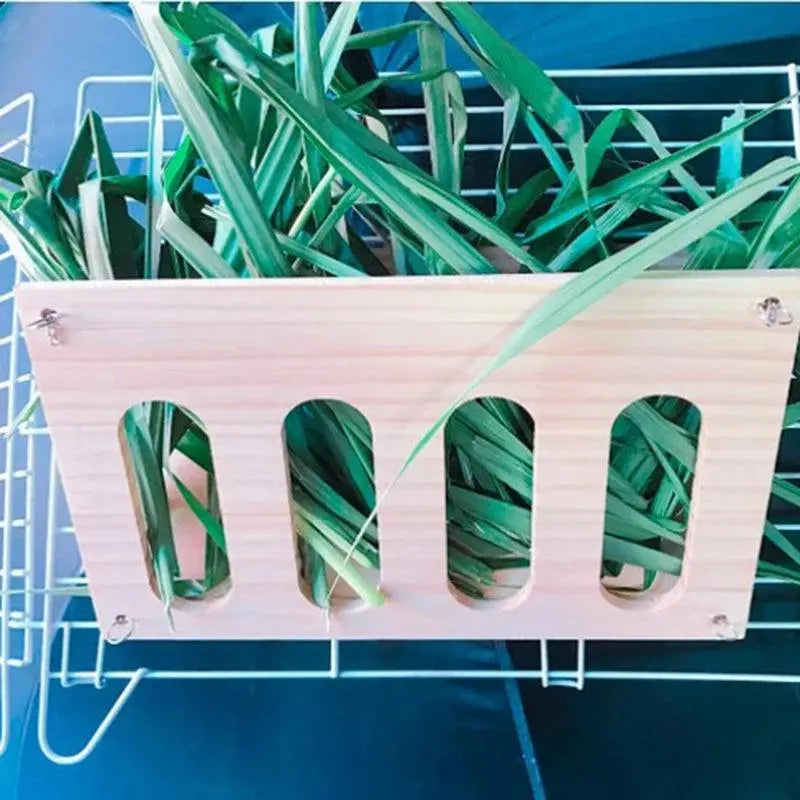 Rabbit Grass Stand Small Pet Wooden Bowl Rack Feeding Hay Feeder Wood Bunny Small Pet Cage Food Container Wooden Bowl Rack - Trusted Pet Products