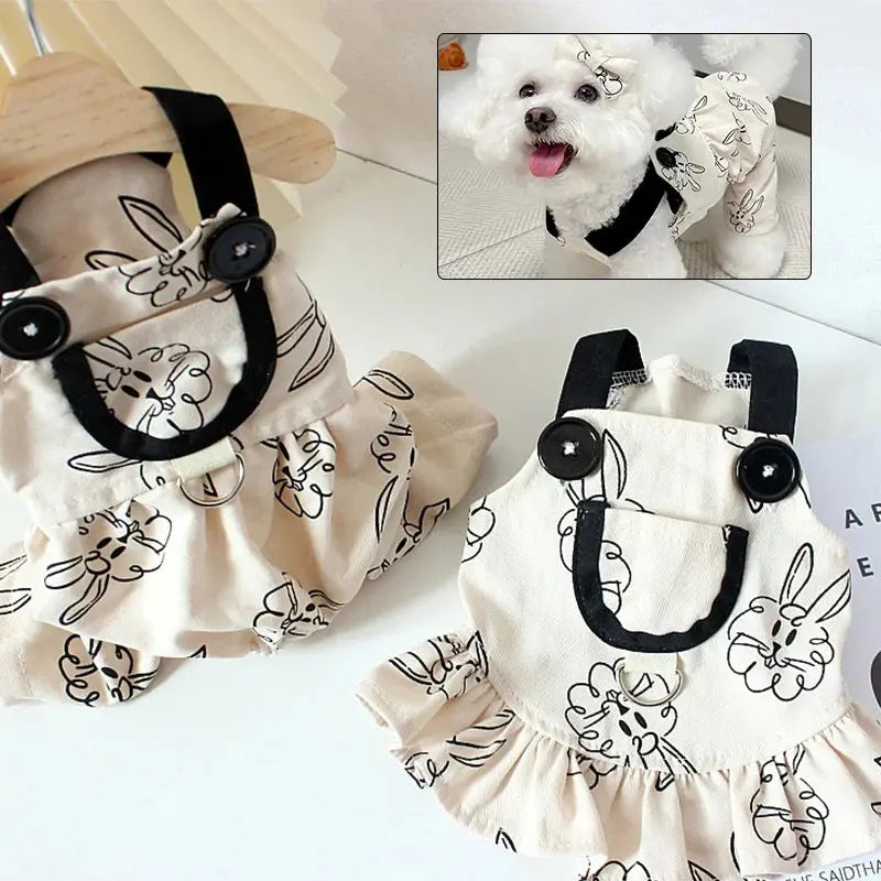 Rabbit Print  Jumpsuit and Dress for Dogs Trusted Pet Products