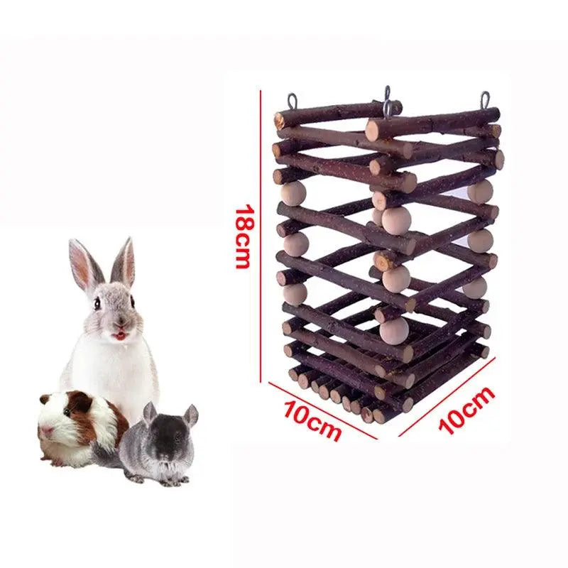 Rabbit Wooden Grass Shelf Bite Resistant Hanging Hay Food Feeder Small Animals Feeding Hay Manager For Guinea Pig Pet Supplies - Trusted Pet Products