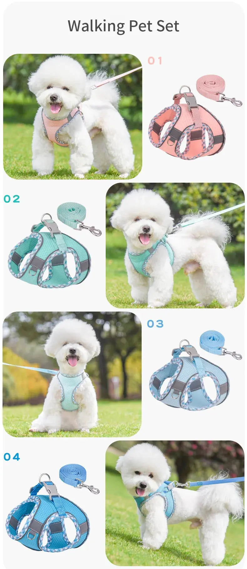 Reflective Breathable Adjustable Pet Harness Vest Chest Rope Set Trusted Pet Products