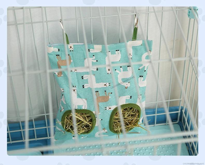 2/3 Holes Hanging Hay Bag for Bunny Guinea Pigs Small Animal Feeder Rabbit Food Dispensers Bag Cage Accessories Pet Feeding Bag - Trusted Pet Products