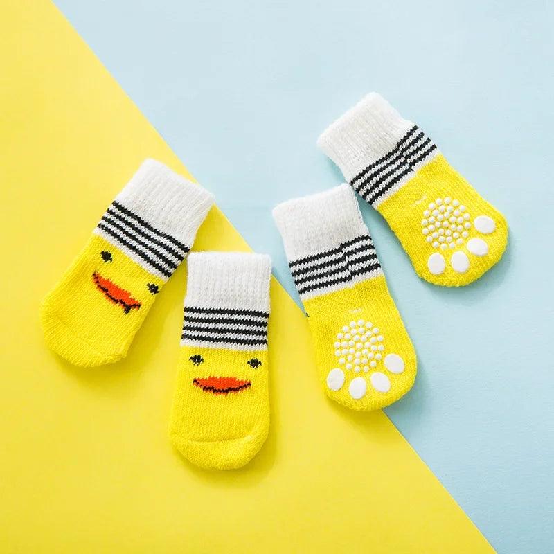 4Pcs Cute Pet Dog Socks with Print Anti-Slip Paw Protector for Small Breed Dogs - Trusted Pet Products