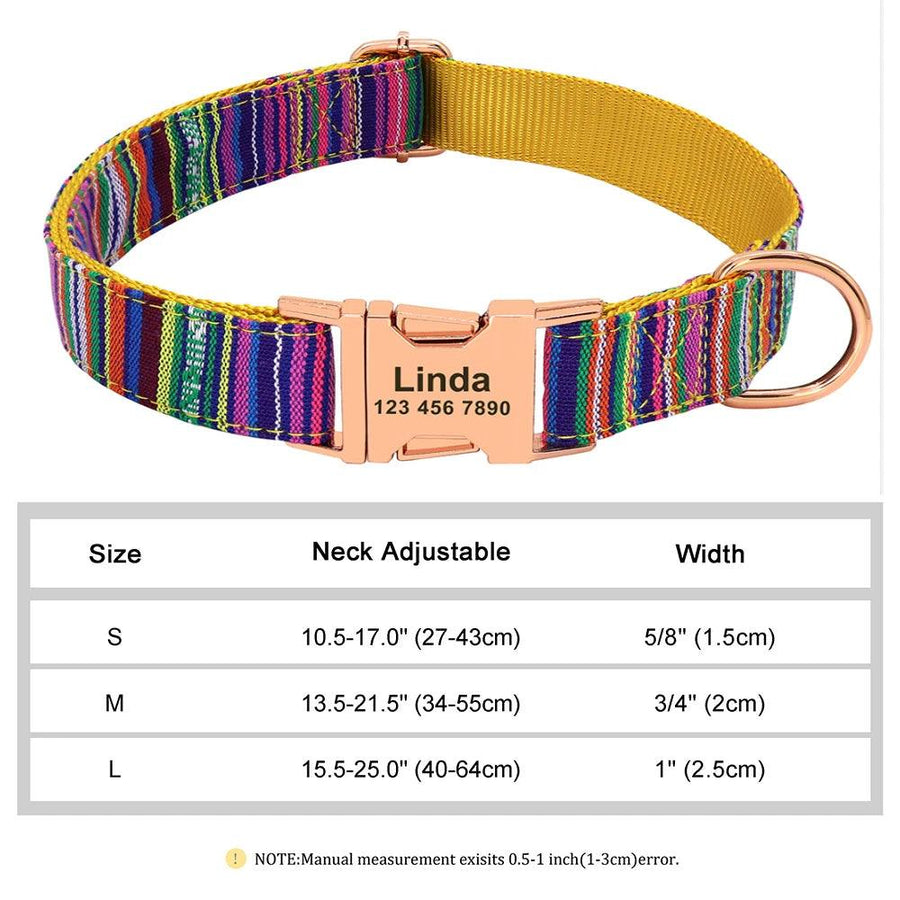 Personalized Engraved Name Large Dog Collar with Cute Print - Trusted Pet Products