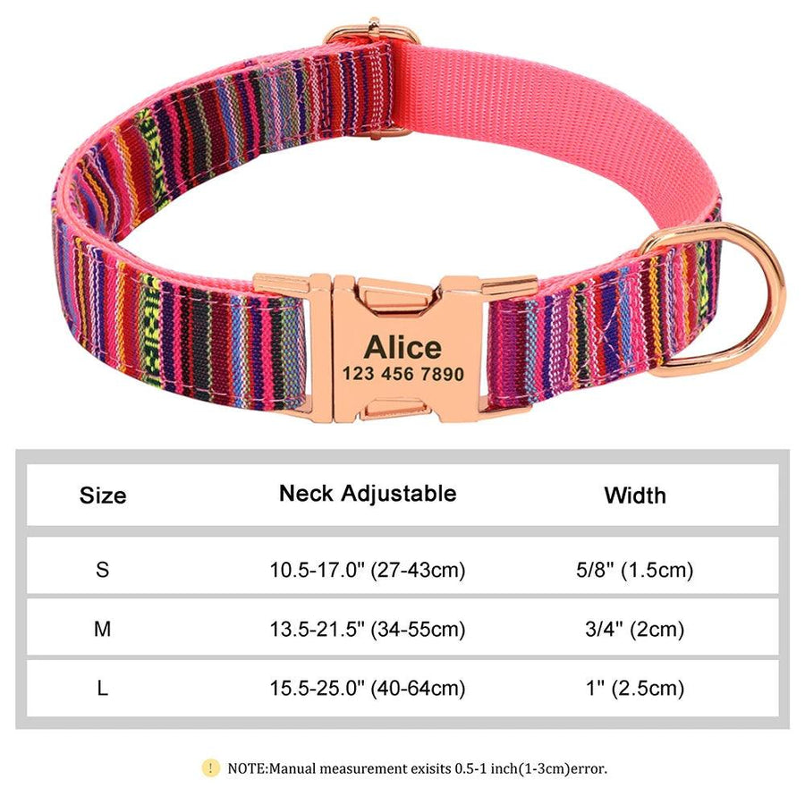 Personalized Engraved Name Large Dog Collar with Cute Print - Trusted Pet Products