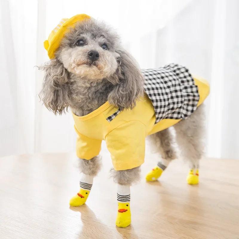 4Pcs Cute Pet Dog Socks with Print Anti-Slip Paw Protector for Small Breed Dogs - Trusted Pet Products