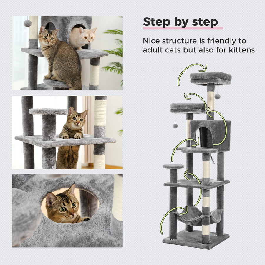 Domestic Delivery Multi-Level Cat Tree Tower Climb Furniture Scratching Post for Indoor House Pet Supplies Kitten Toy Cozy Condo - Trusted Pet Products