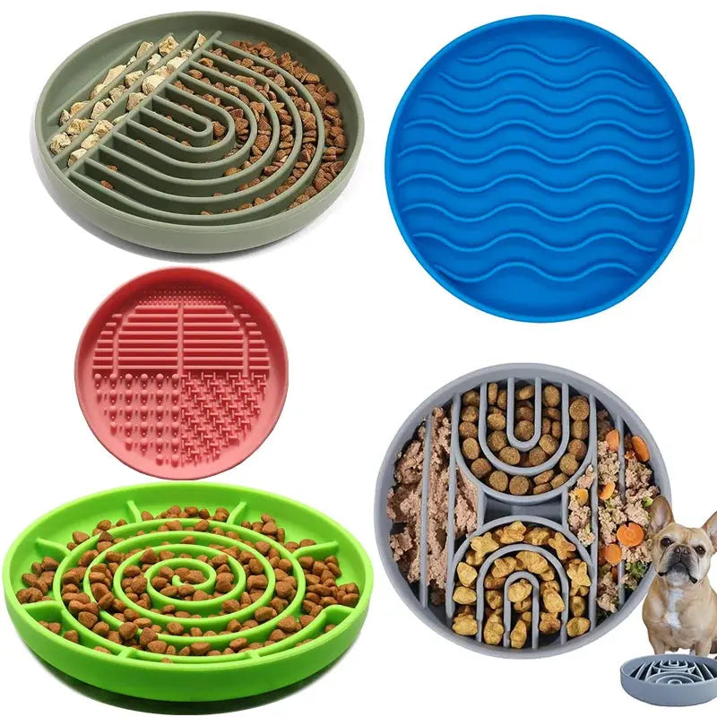 Slow Food Bowl Cat Anti-Knockover Anti-Slip Anti-choking Silicone Food Plate for Dogs Trusted Pet Products