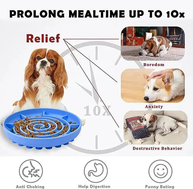 Slow Food Bowl Cat Anti-Knockover Anti-Slip Anti-choking Silicone Food Plate for Dogs Trusted Pet Products