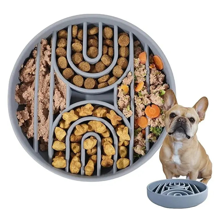 Slow Food Bowl Cat Anti-Knockover Anti-Slip Anti-choking Silicone Food Plate for Dogs Trusted Pet Products